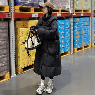 加厚冬装 大码 中长款 胖mm黑色防寒保暖连帽棉服上衣女冬季 外套 女装