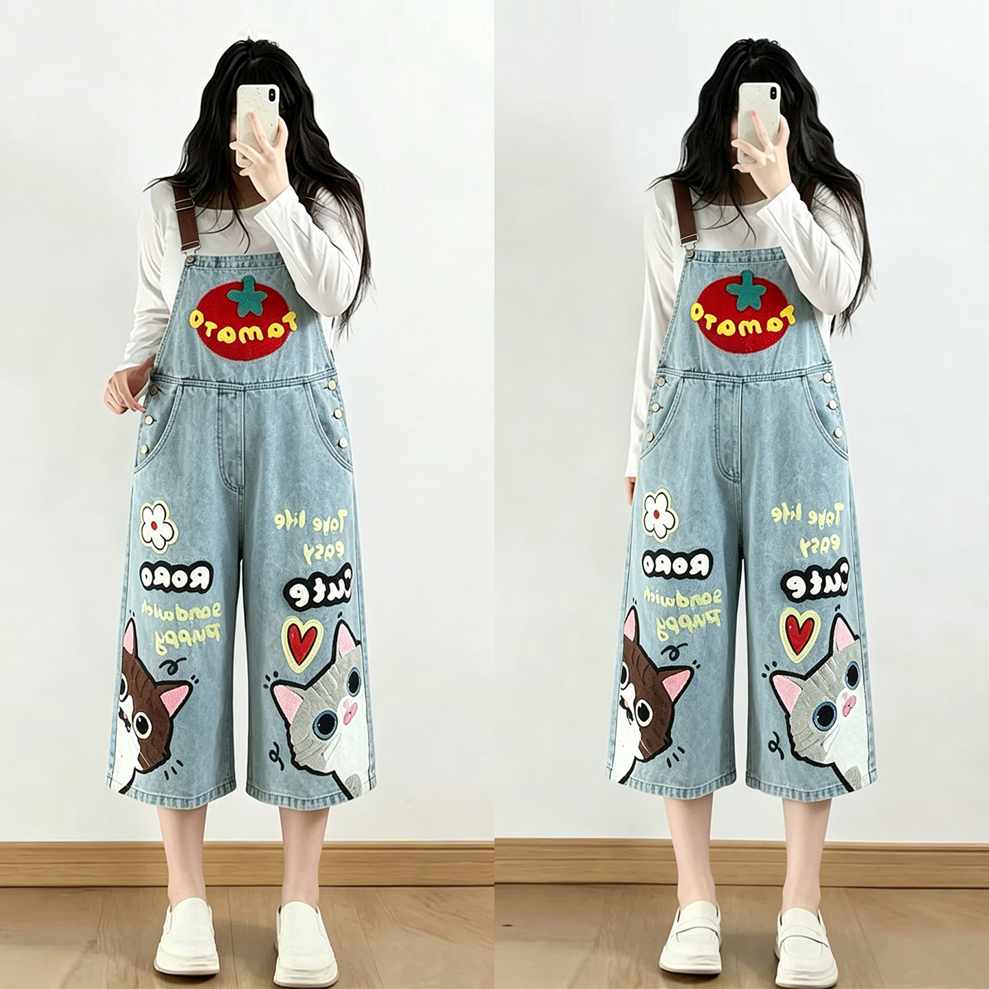 大码女装胖mm设计感小众背带裤女图片