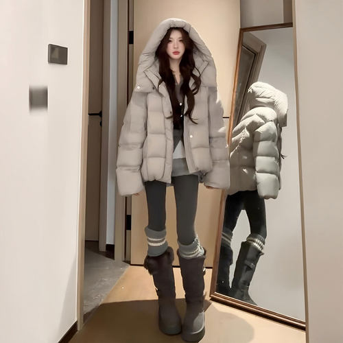 大码女装胖mm简约时尚减龄棉衣女
