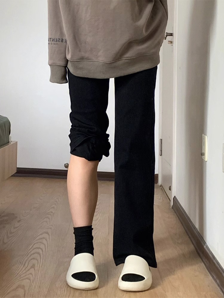 大码胖mm黑色微喇牛仔裤女