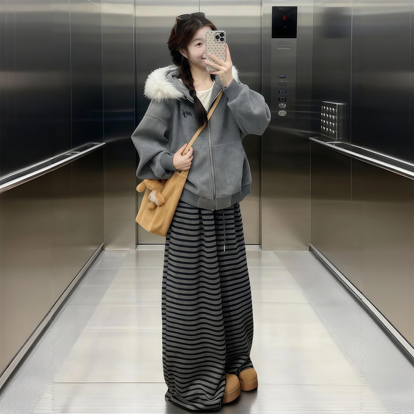 大码女装胖mm灰色宽松显瘦长裤子