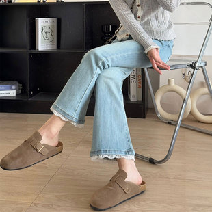 学生微喇裤 胖mm特大码 女高街弹力显瘦九分裤 韩系穿搭牛仔裤 子 女装