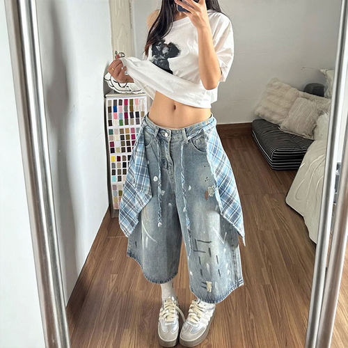 大码女装夏胖mm慵懒风百搭裤子女