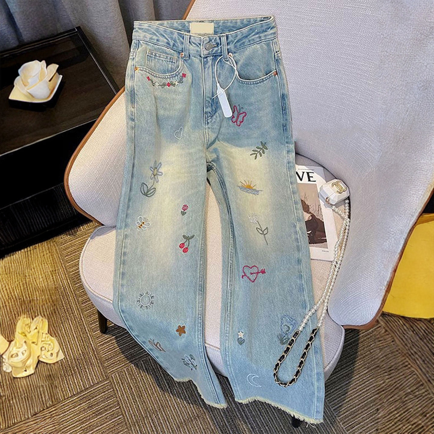 大码女装胖mm韩系穿搭九分牛仔裤女春季新款高腰显瘦窄版直筒裤子,女装/女士精品,大码裤装,淘宝优惠券,粉丝福利购,淘宝优惠卷