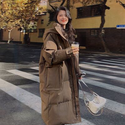 特大码胖mm中长款加厚宽松棉服女