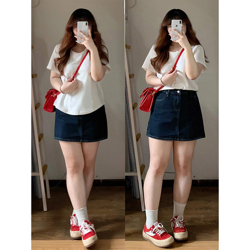 特大码美式高街vibe可爱A字短裙