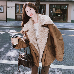 百搭派克服潮 小众高级感棉服外套女韩系加绒加厚时尚 胖mm大码 女装