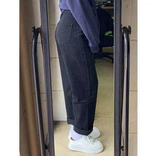 大码女装加绒加厚直筒牛仔裤女