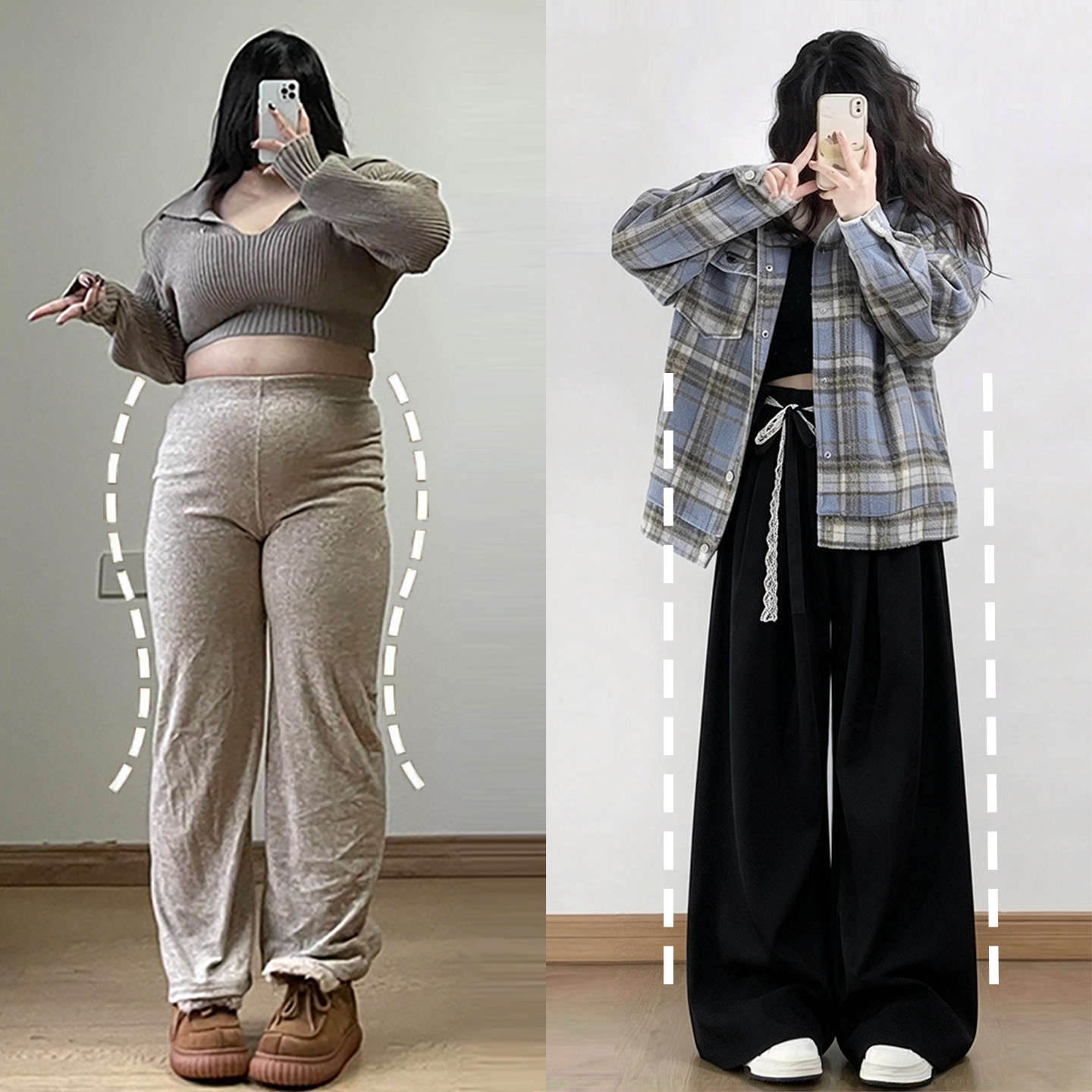 大码女装学院风黑色阔腿西装裤女胖mm韩系百搭设计感蕾丝绑带裤子