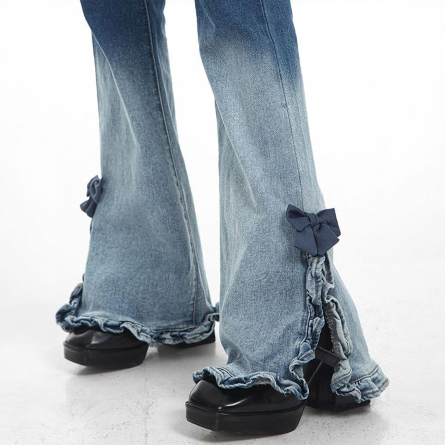 300斤胖mm大码学生高腰显瘦微喇牛仔裤女个性ins渐变设计喇叭裤子,女装/女士精品,大码裤装,淘宝优惠券,粉丝福利购,淘宝优惠卷