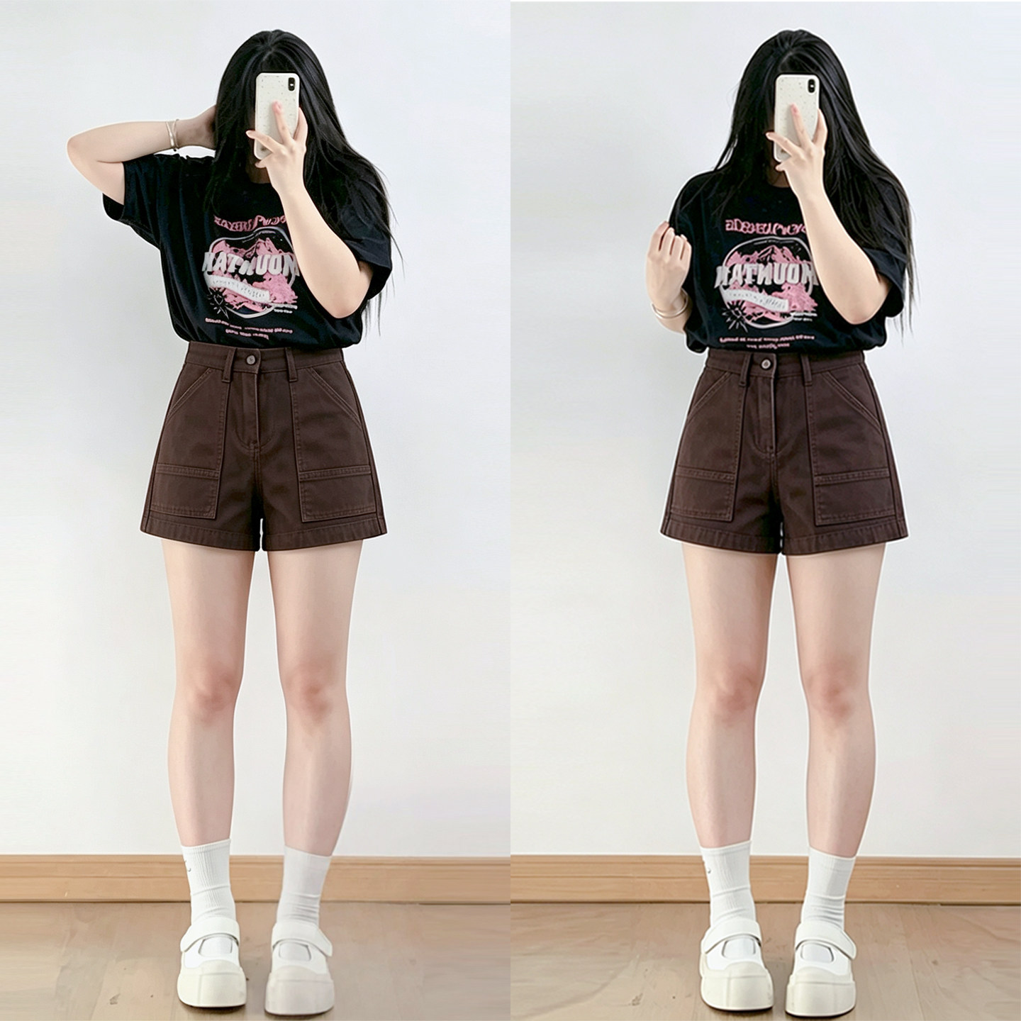 大码女装韩系百搭简约通勤短裤女图片