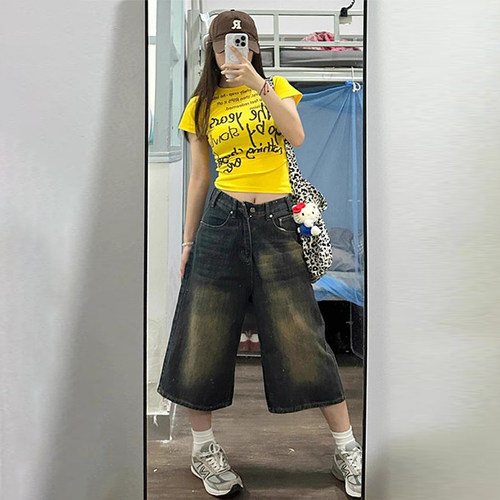 300斤大码美式宽松甜辣风裤子女