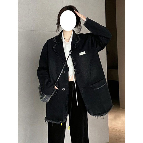 特大码美式ins百搭西装领外套女