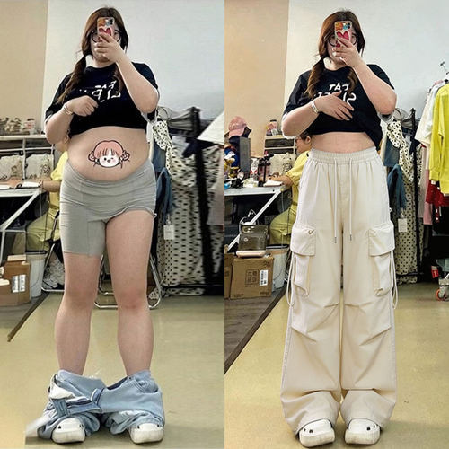 大码女装夏胖mm高腰显瘦阔腿裤女