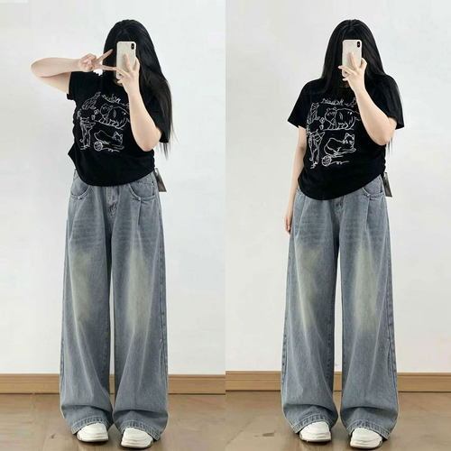 胖mm大码辣妹风休闲百搭直筒裤女