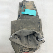 女装 胖mm裤 美式 大码 重工刺绣直筒牛仔裤 女新款 子宽松显瘦阔腿长裤