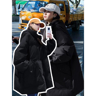 学院风羽绒棉服女冬季 韩版 加厚夹棉连帽外套面包服 女装 胖妹妹大码