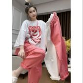 特大码 子 粉色显瘦直筒老爹哈伦裤 胖mm假破洞九分牛仔裤 女2025新款