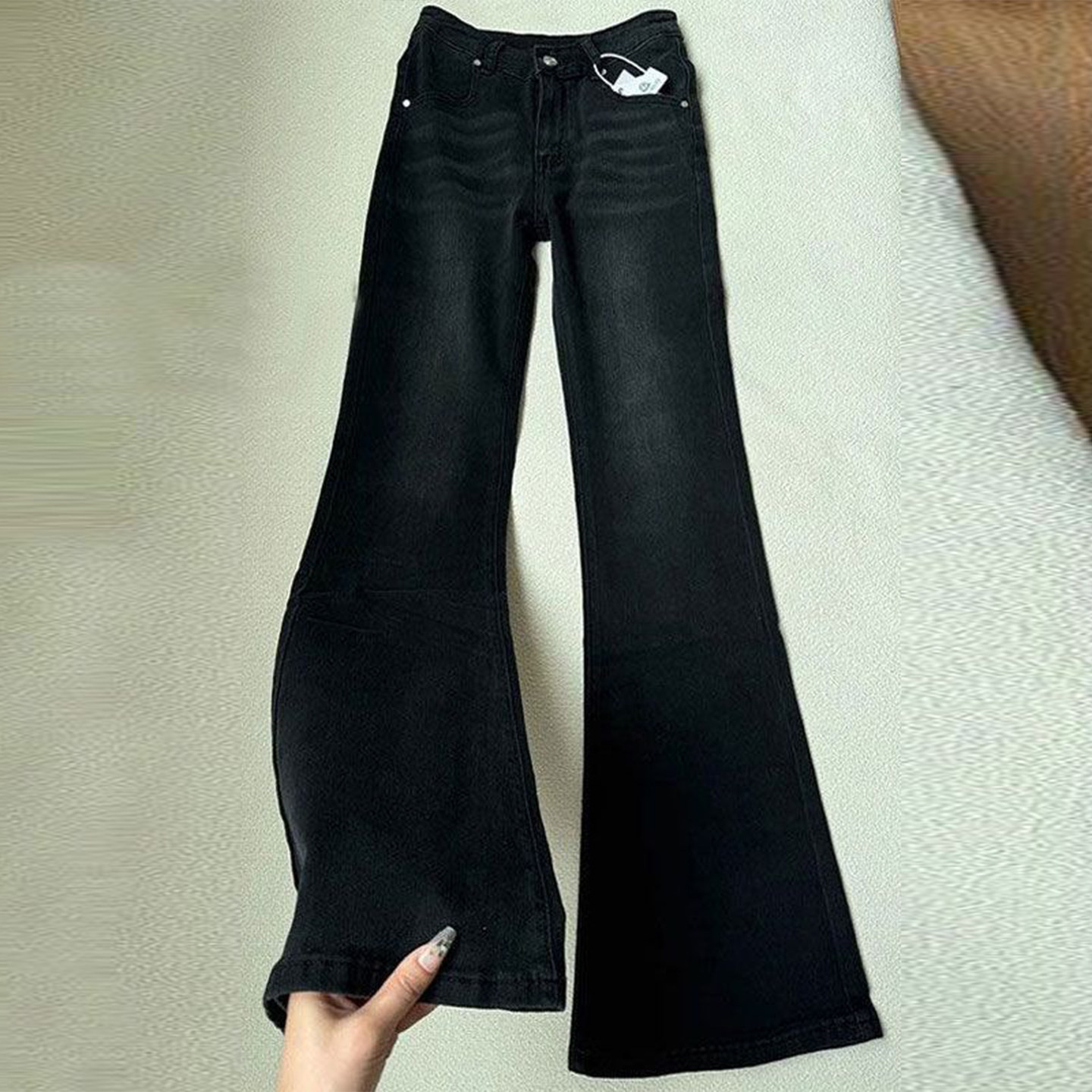 大码女装高街辣妹风黑色牛仔裤女秋冬胖mm小个子气质减龄微喇裤子,女装/女士精品,大码裤装,淘宝优惠券,粉丝福利购,淘宝优惠卷