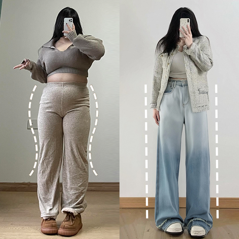 300斤大码女装设计感休闲阔腿裤