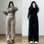 宽松牛仔裤 韩版 女春季 胖mm黑色显瘦阔腿裤 300斤特大码 子女裤 女装