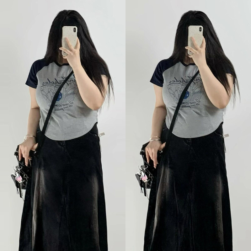 300斤特大码设计感小众百搭t恤女