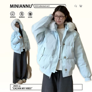 毛绒连帽外套女冬季 胖mm韩版 显瘦跨年穿搭加厚保暖棉服 女装 特大码