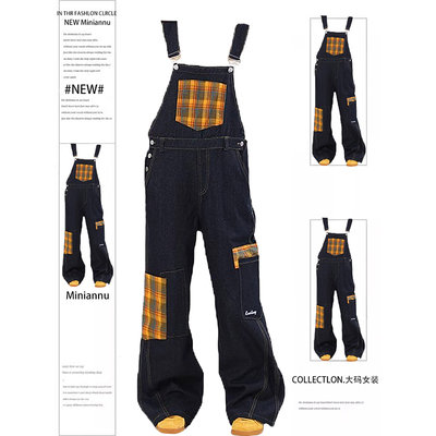 特大码女装梨型遮胯显瘦背带裤女