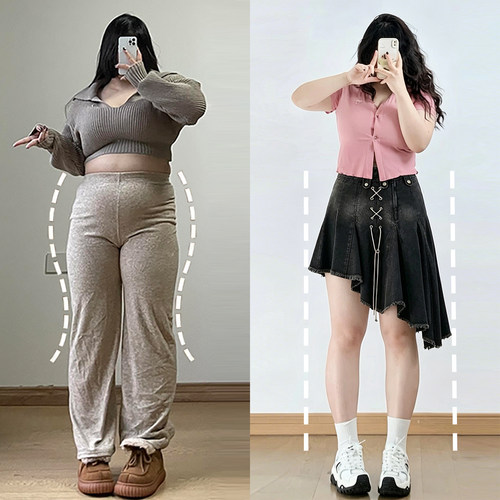 特大码女装胖mm美式系带半身裙女