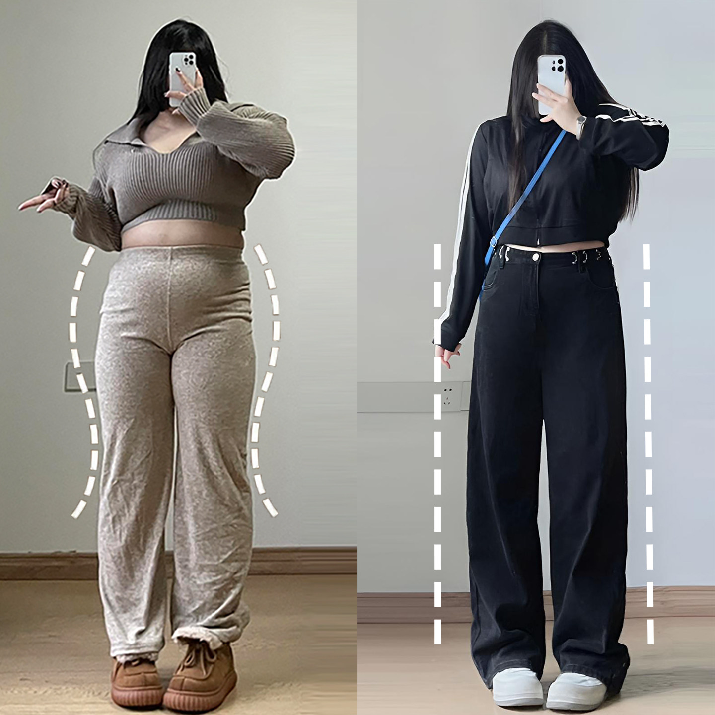 大码胖mm设计感时尚简约直筒裤女