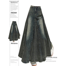 毛边牛仔半身裙女新款 胖mm复古美式 高腰显瘦a字鱼尾长裙 女装 大码