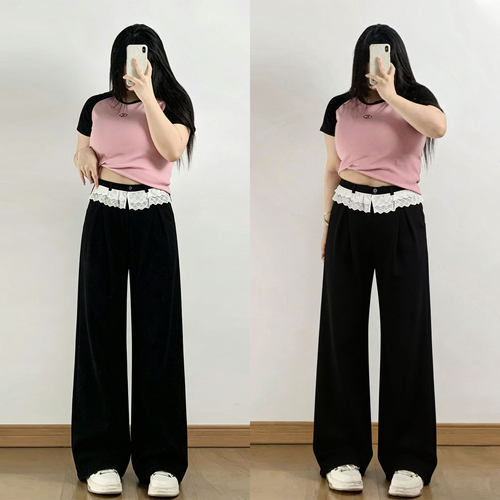 大码女装慵懒风时尚宽松直筒裤女
