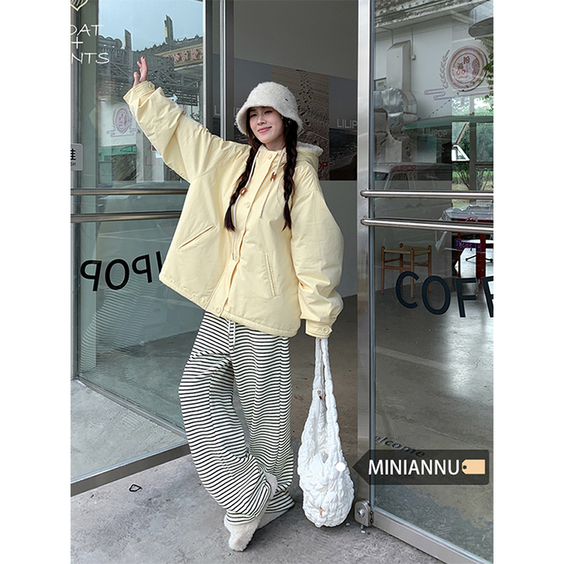 特大码韩系ins休闲百搭连帽棉衣