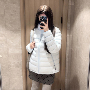 大码 甜美学院风蓝色连帽羽绒棉服女胖mm保暖宽松加厚排骨外套 女装