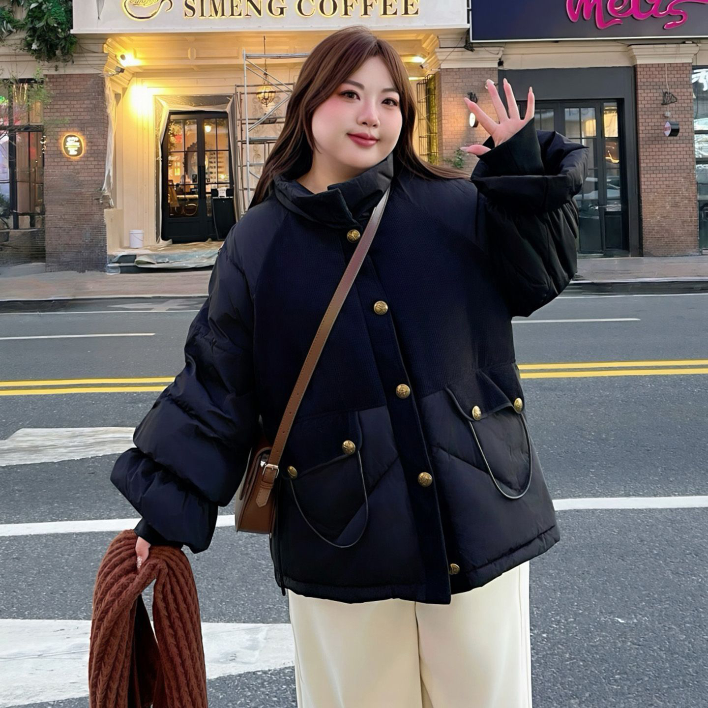 特大码胖mm宽松显瘦加厚面包服女