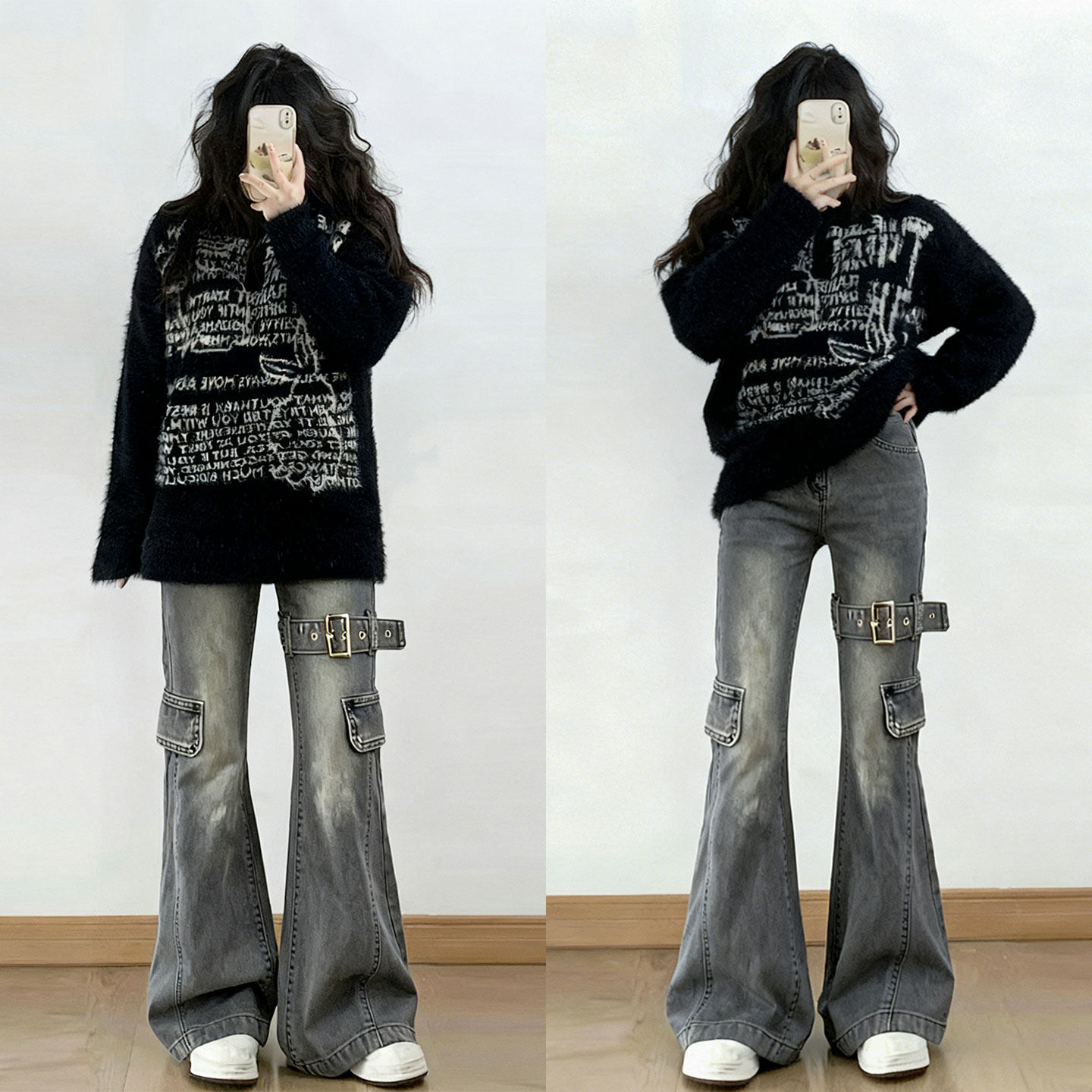 特大码女装胖mm复古多口袋工装牛仔裤女美式穿搭弹力设计喇叭裤子,女装/女士精品,大码裤装,淘宝优惠券,粉丝福利购,淘宝优惠卷