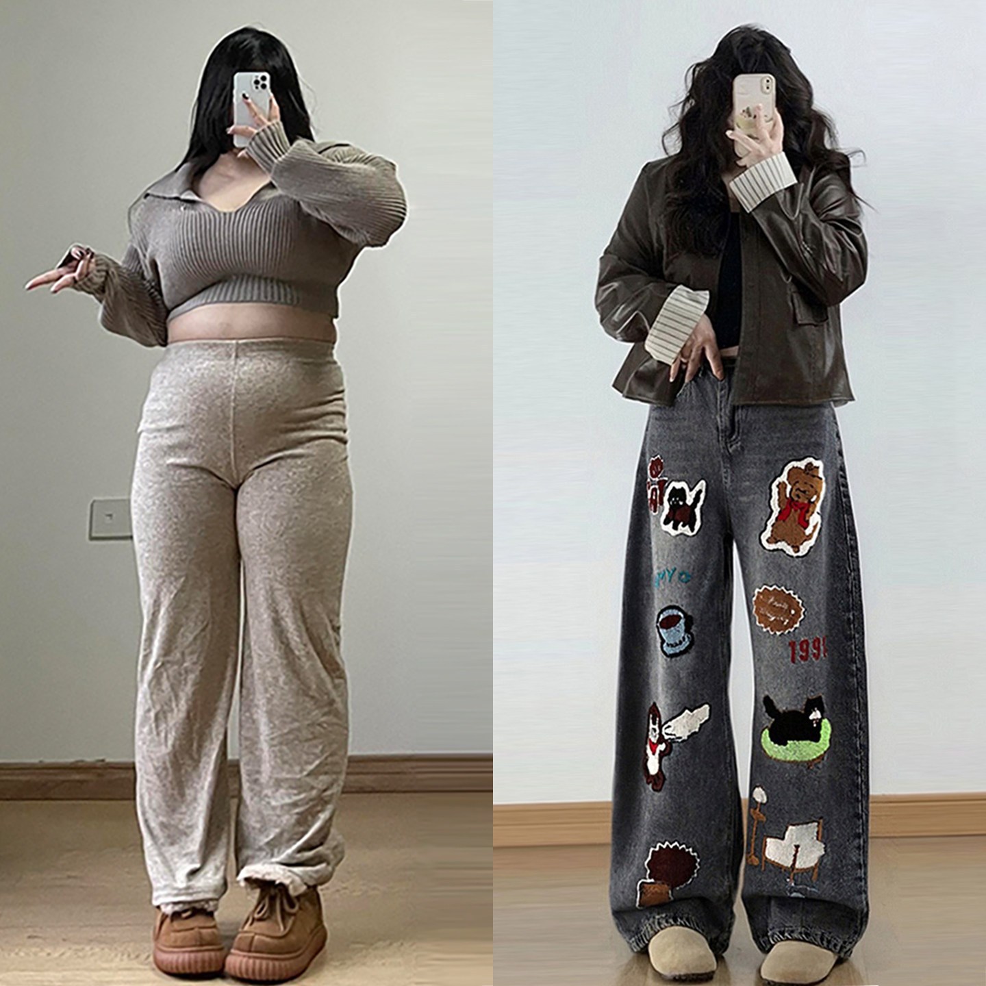 300斤特大码女装美式高街卡通刺绣牛仔裤女胖mm复古减龄阔腿裤子,女装/女士精品,大码裤装,淘宝优惠券,粉丝福利购,淘宝优惠卷