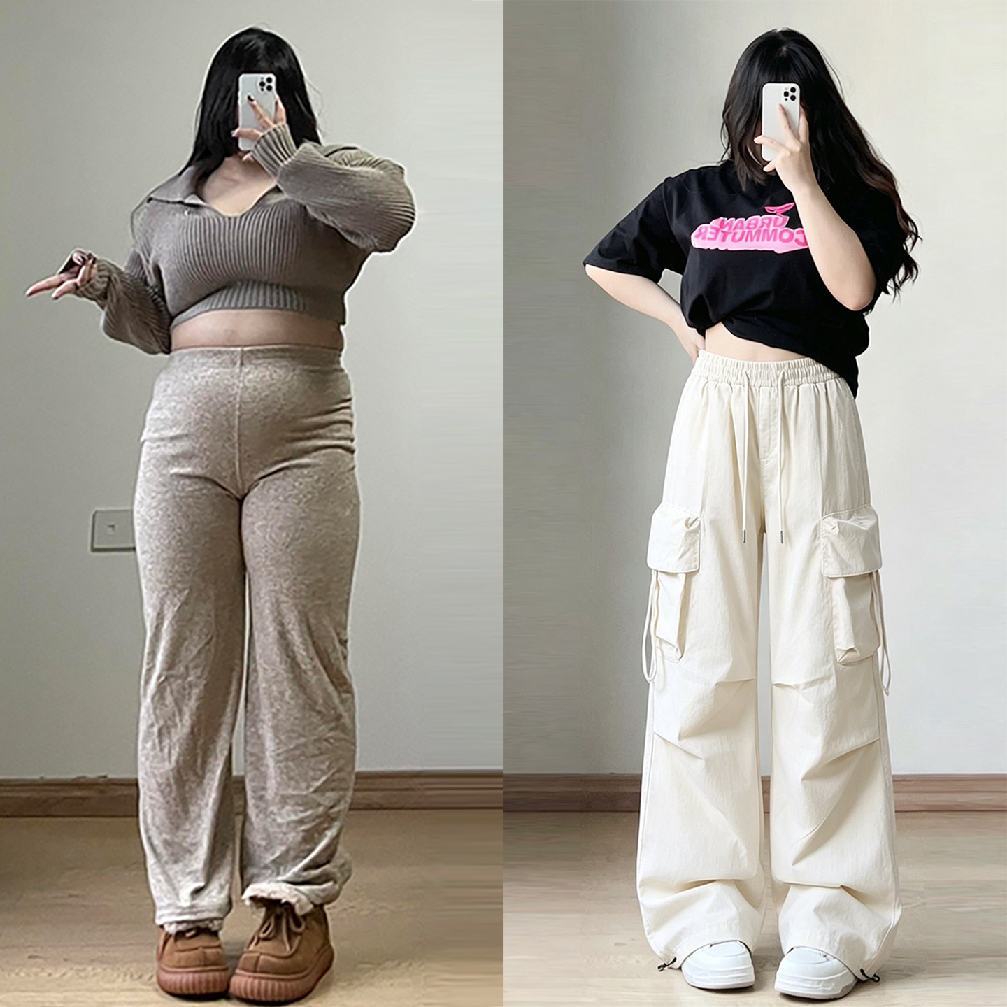 300斤大码女装美式休闲工装阔腿裤女胖mm松紧腰宽松显瘦运动裤子
