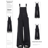 女装 复古街头风牛仔背带裤 女胖mm小个子宽松显瘦工装 大码 连体裤 子