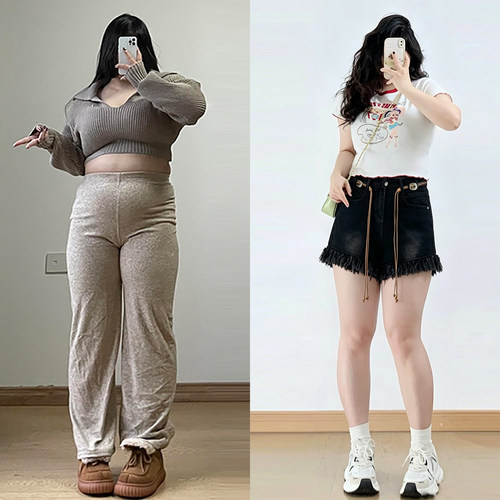 特大码辣妹风美式复古牛仔短裤女
