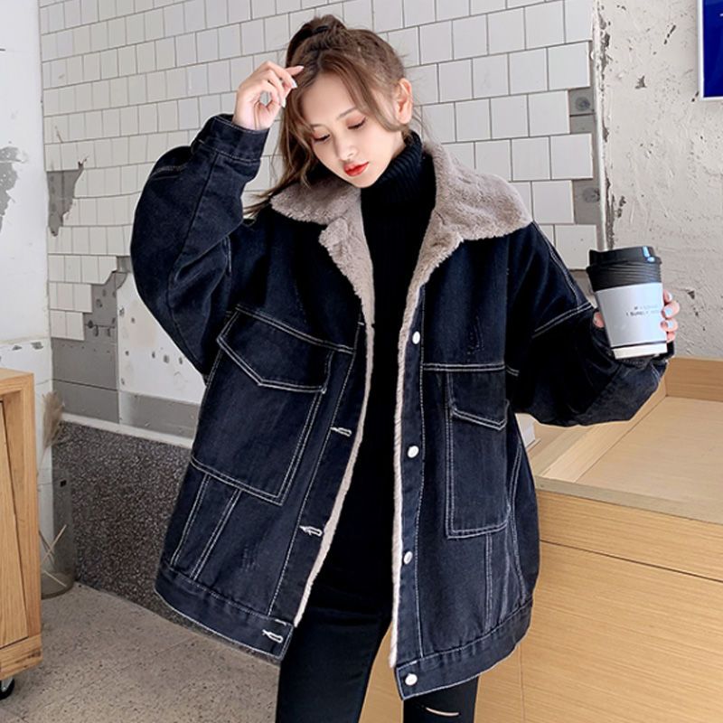 特大码韩版ins慵懒风保暖棉服女