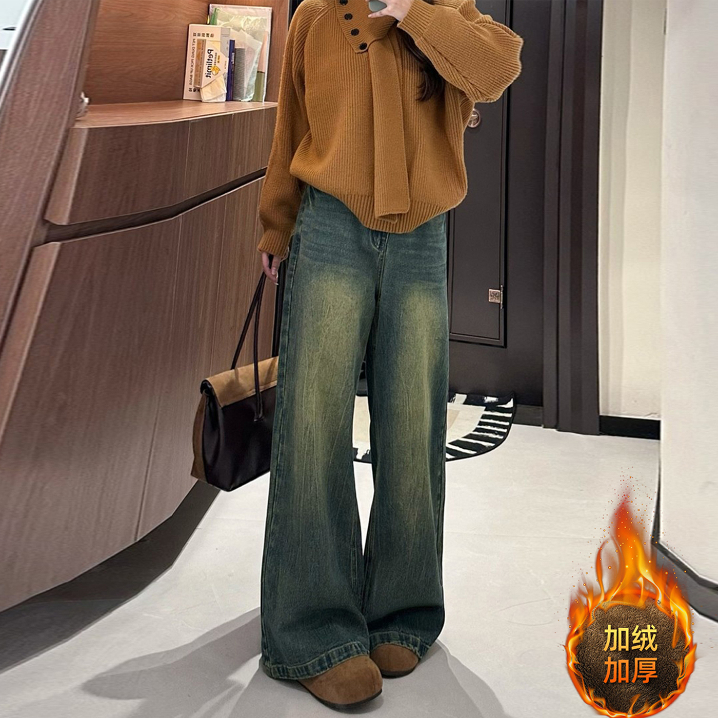 特大码女装胖mm梨形身材牛仔裤子