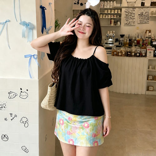 大码女装韩系穿搭休闲百搭短袖女