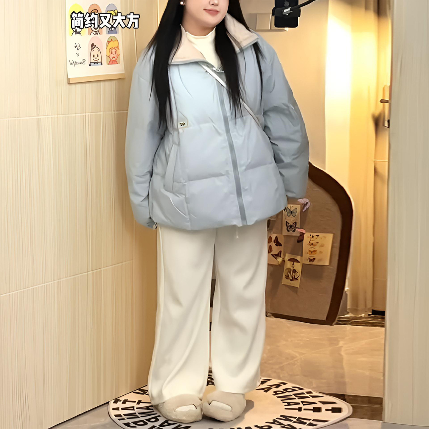 大码女装胖mm韩系穿搭浅蓝色棉服女冬季保暖宽松小个子减龄厚外套,女装/女士精品,大码棉服,淘宝优惠券,粉丝福利购,淘宝优惠卷