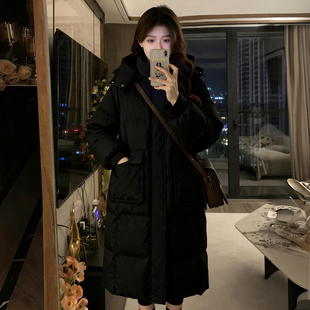 百搭中长款 大码 时尚 胖mm黑色高级感棉服外套女冬季 连帽棉衣潮 女装