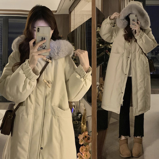 棉袄 气质百搭连帽棉服外套女胖mm加厚保暖过膝长款 300斤大码 女装