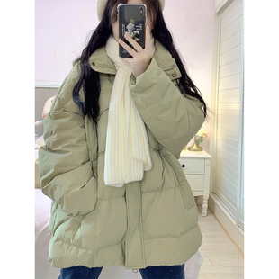 300斤特大码 绿色棉衣显瘦面包服外套 胖mm加厚羽绒棉服女秋冬新款