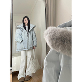 女装 工装 大毛领羽绒棉服女冬季 胖mm大码 新款 设计感小众加厚外套女