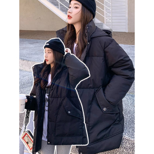 百搭显瘦棉袄 胖mm特大码 女装 黑色羽绒棉服女秋冬韩版 连帽外套时尚