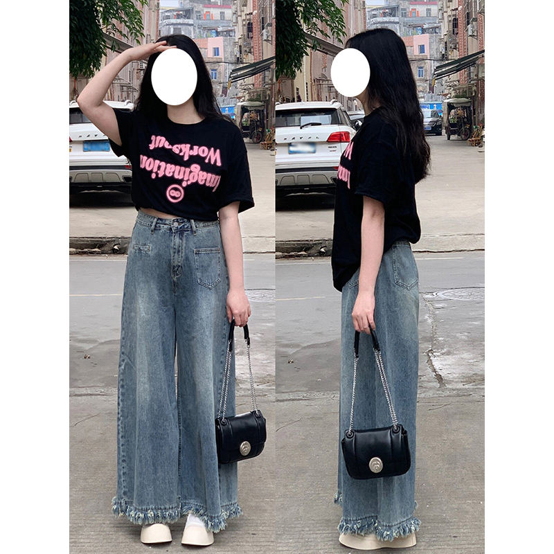 300斤特大码浅色系ins显瘦长裤女